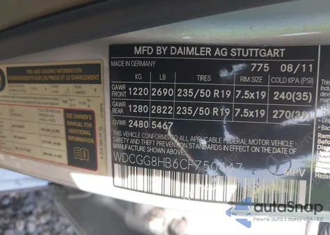 2012 Mercedes-Benz Glk 350 4Matic z USA, uszkodzony, nr VIN WDCGG8HB6CF750447